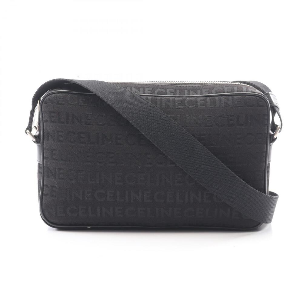 Celine Embroidered Crossbody Bag All Over Jacquard Logo Black